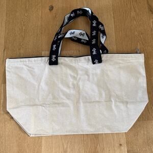 R + Co Tote Bag Canvas Beige Black White
